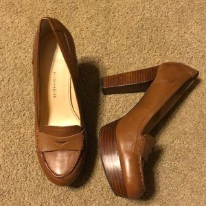Brown chunky heels